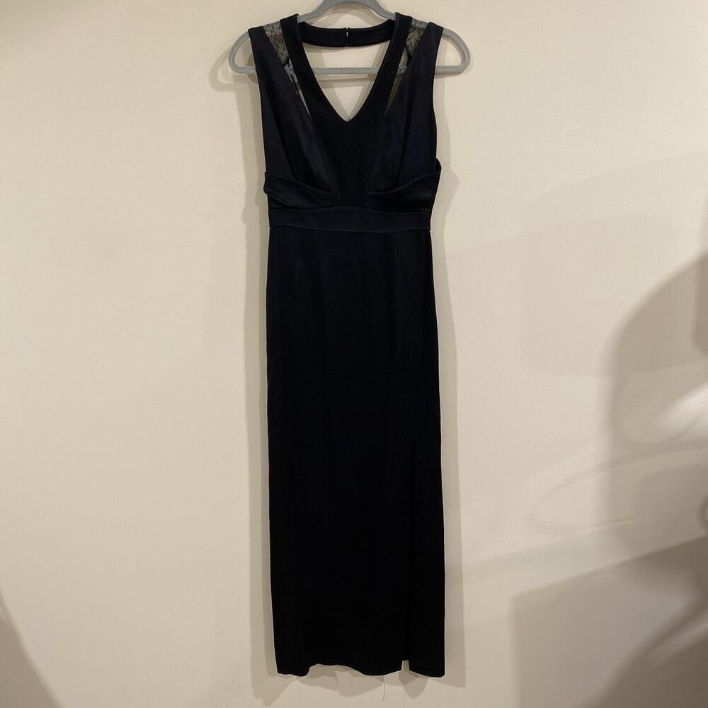 REISS Snares satin maxi dress size 0-Navy lace detail Minimalist Formal Classic